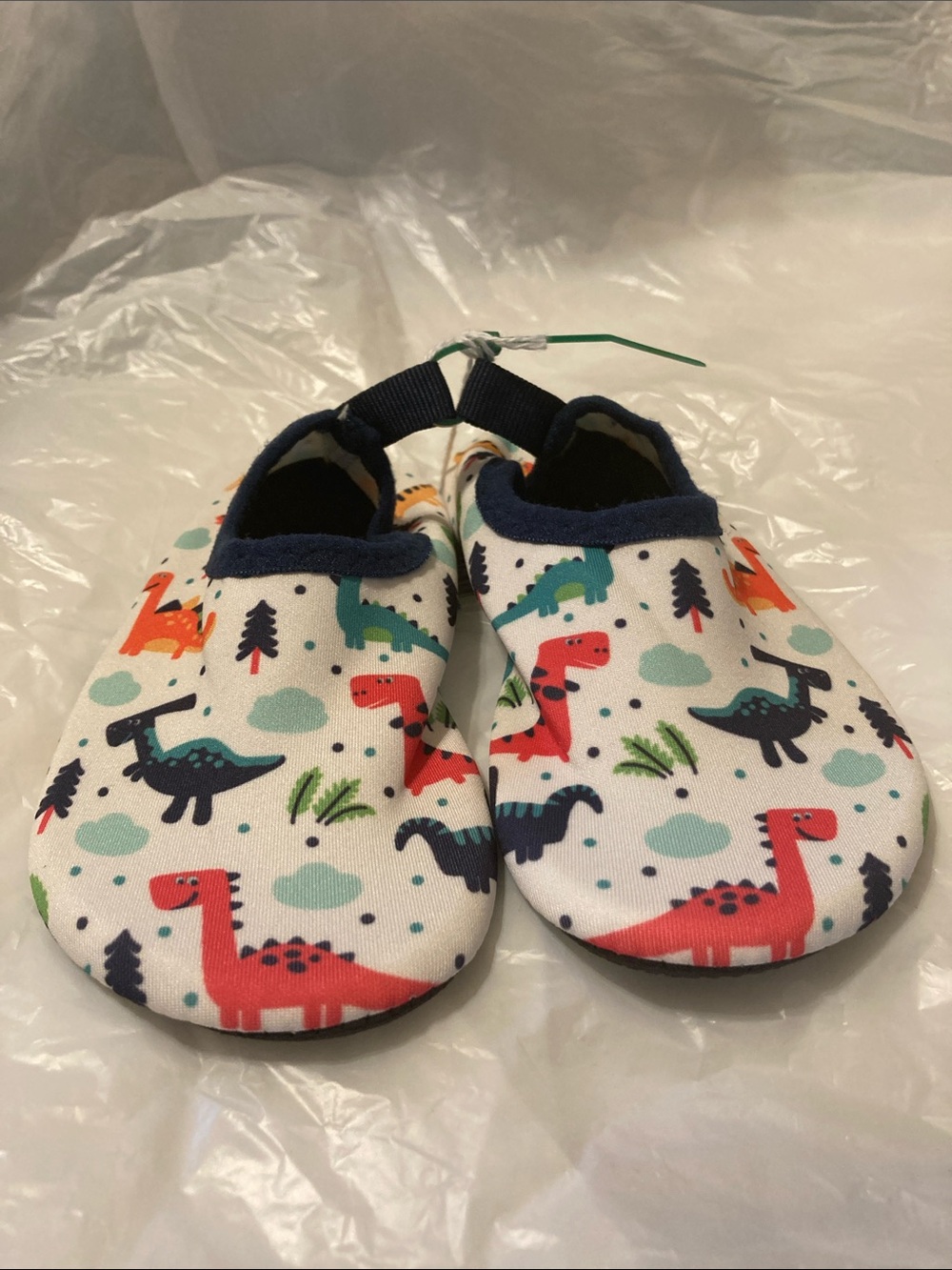 Kids Slip-On Water Shoes with Colorful Dinosaur Print - Multi-Color